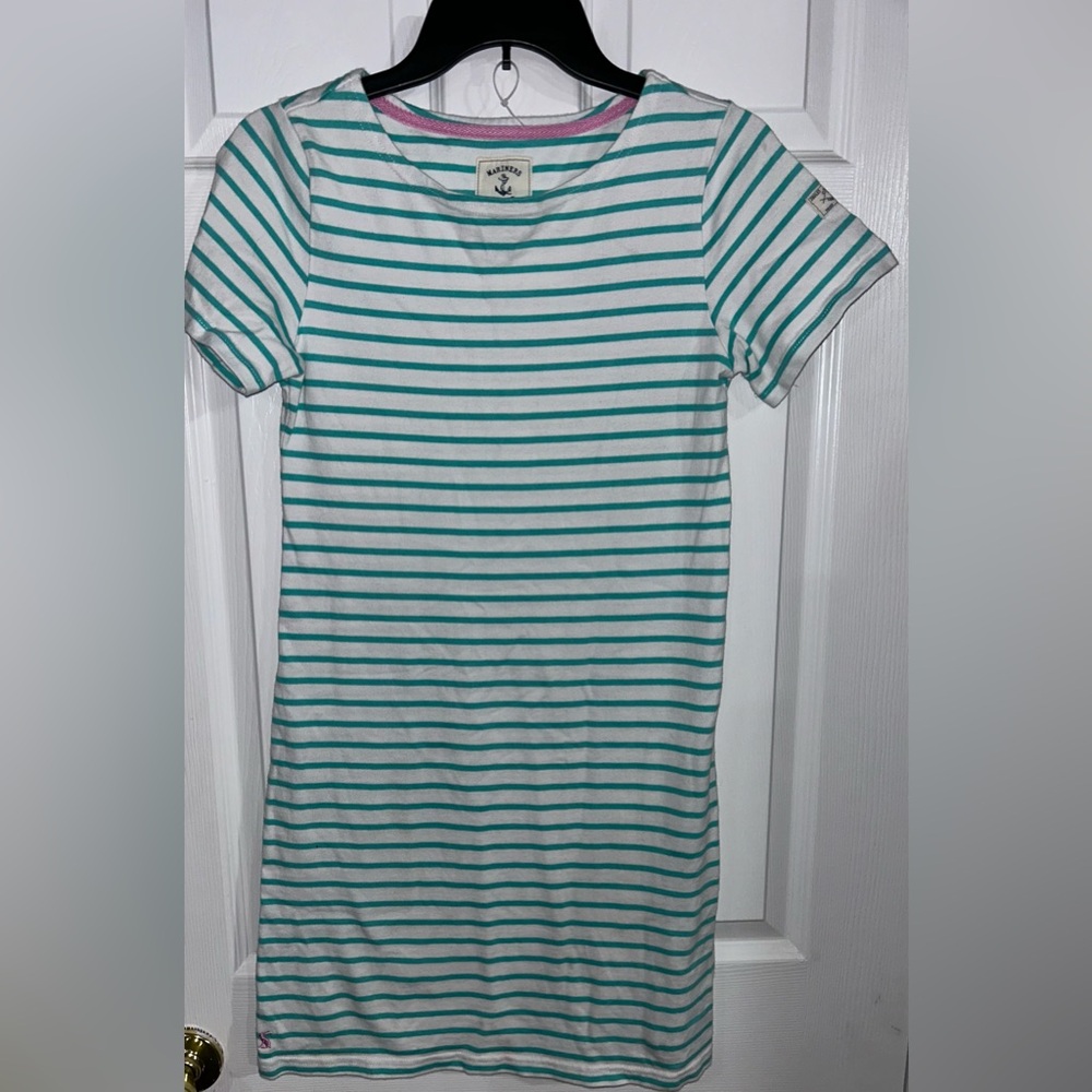 Joules mariner grade green and white stripe dress women size 6